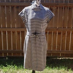 Black and White Houndstooth Print Dress